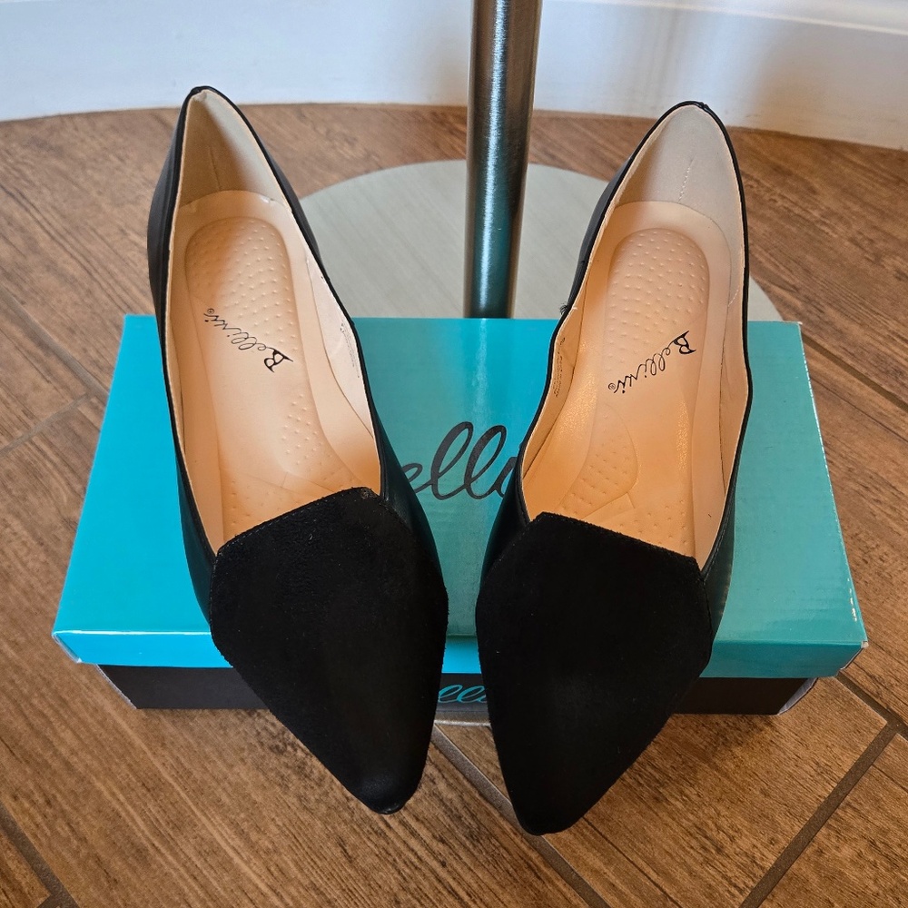 Bellini "Flora" Black Flats